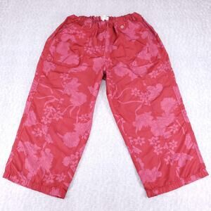 DNY cph Baggy Wide Leg Crop Pants Womens M Red Pink Floral Pullon Boho